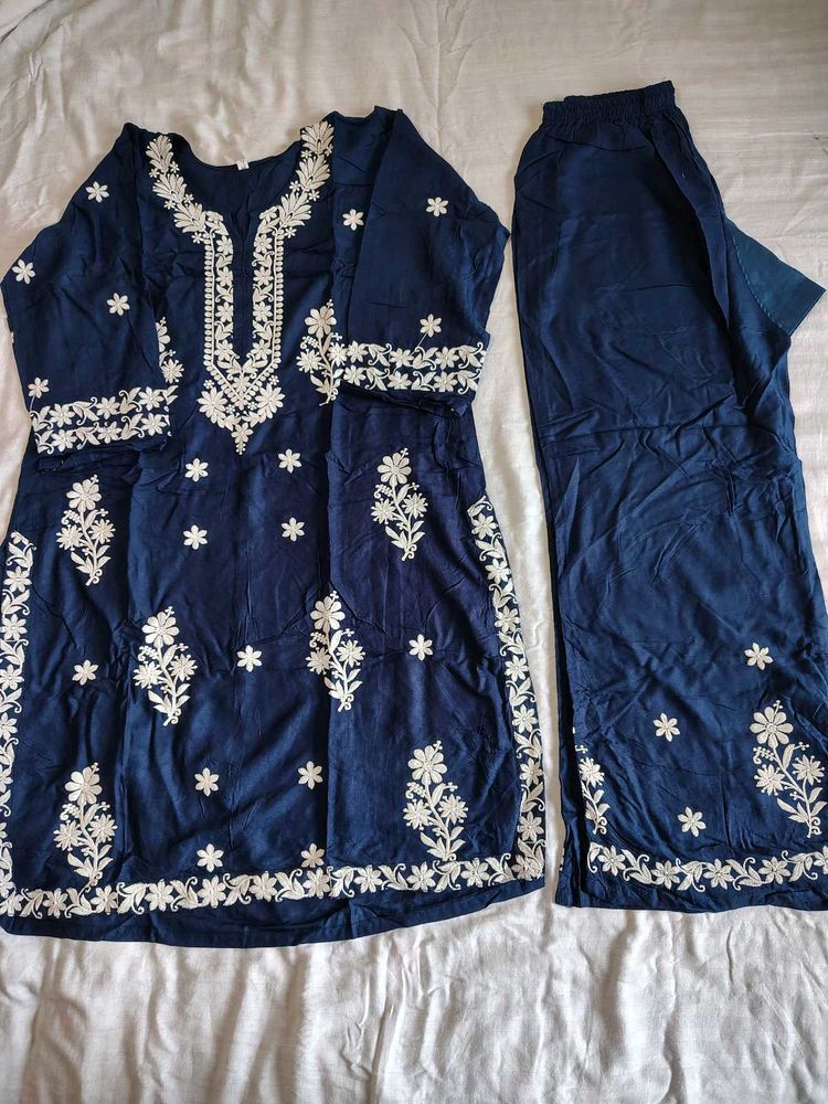 Rayon Embroidered Kurti Plazzo