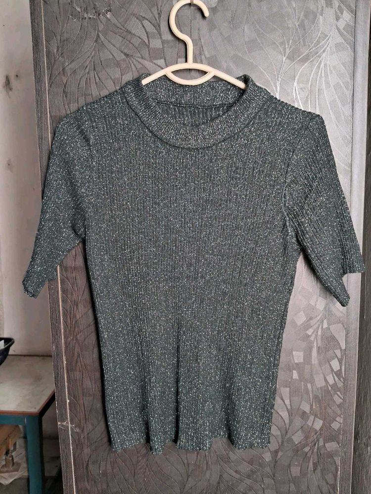 Sparkly Green Knit Top
