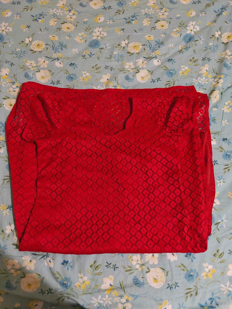 A Line Straight Kurti - Red