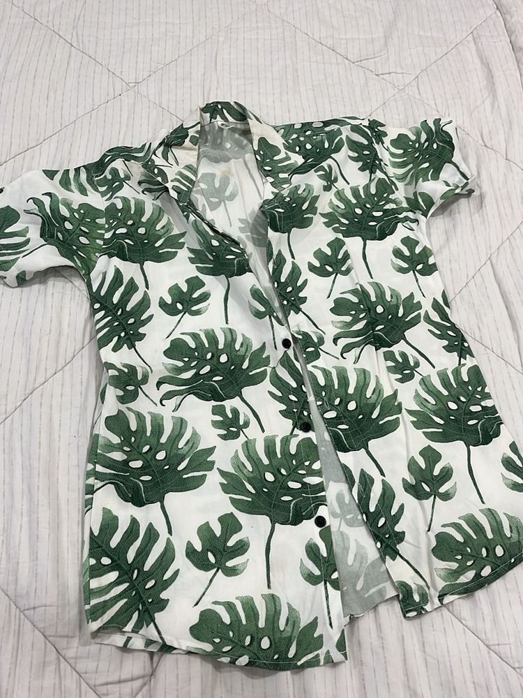Leaf Print Casual Shirt