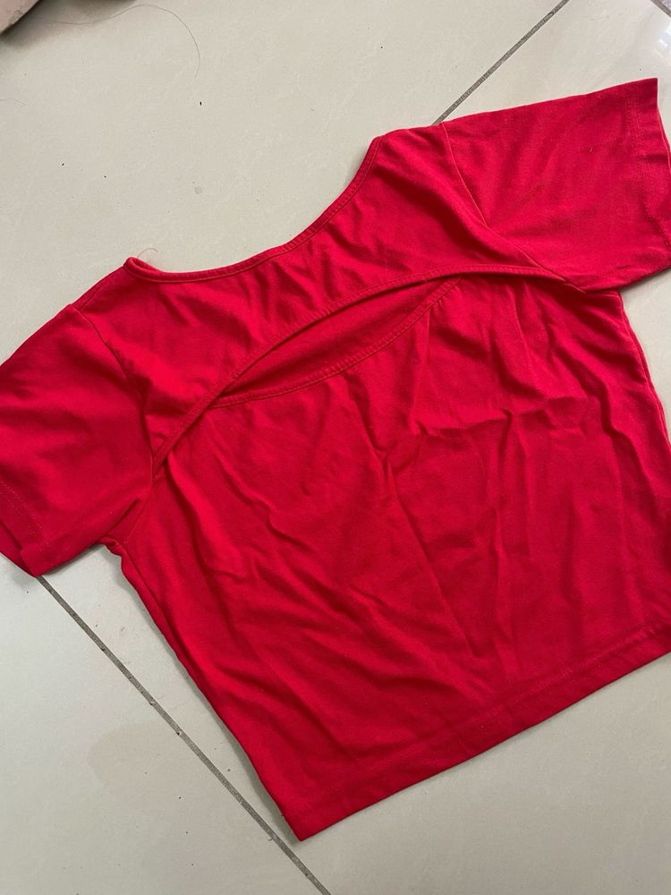Red Designer Crop Top