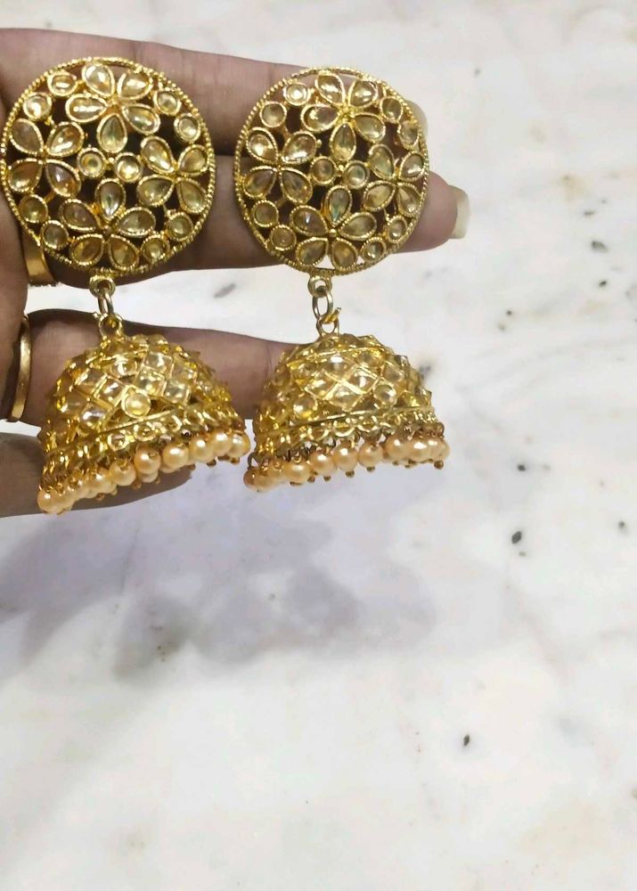 Golden Jhumka Earrings