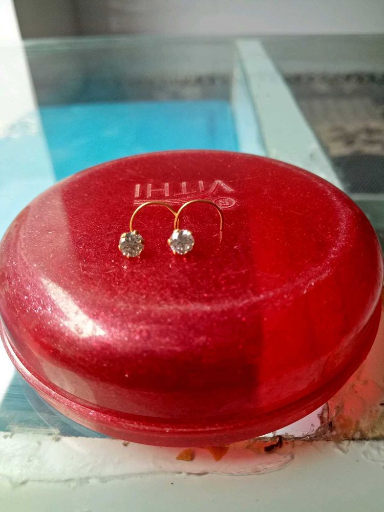 22k Pure Gold Dimond Nose/Ear Pin 1 Pair