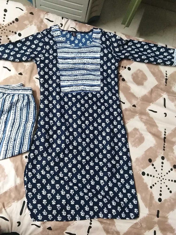 Printed Kurta Set ( Blue)