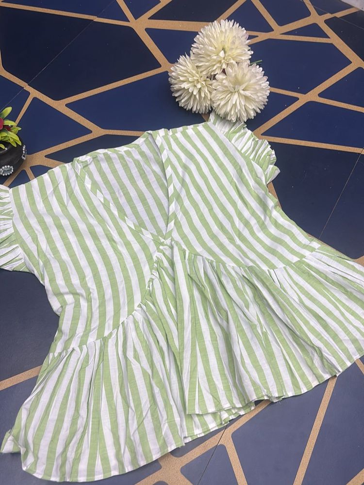 Green And White Striped Top Women