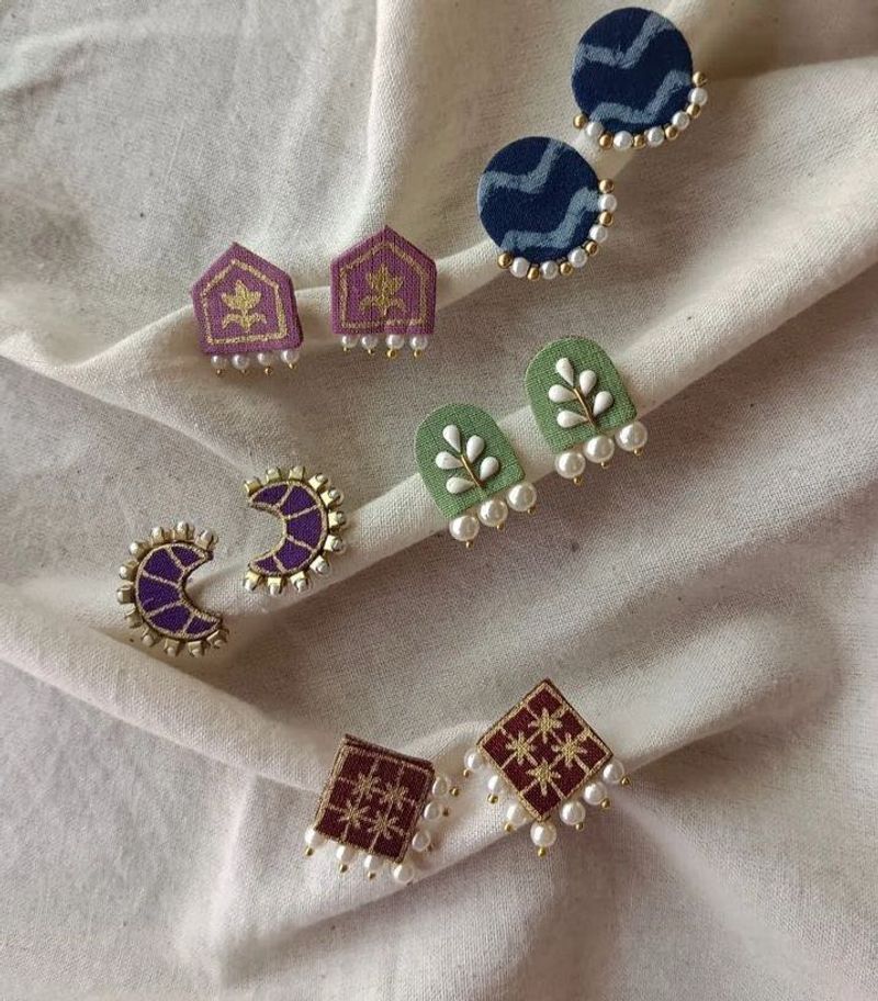 Handmade Fabric Stud Earrings