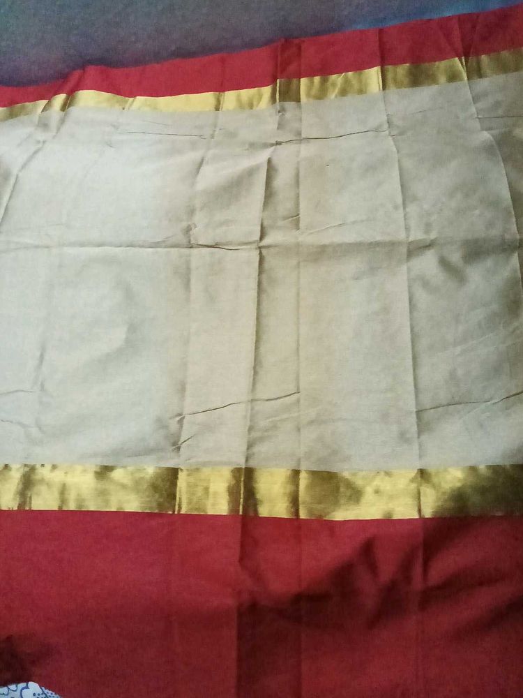 Brand New CottonSilk Saree with Golden LaceBorder