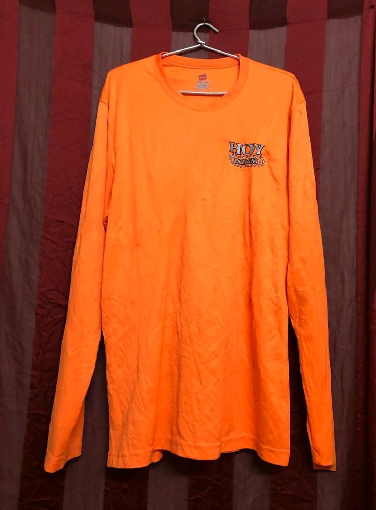 Hanes Long Sleeve Orange T Shirt