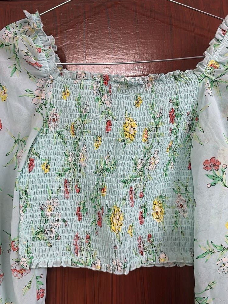 Floral Smocked Crop Top