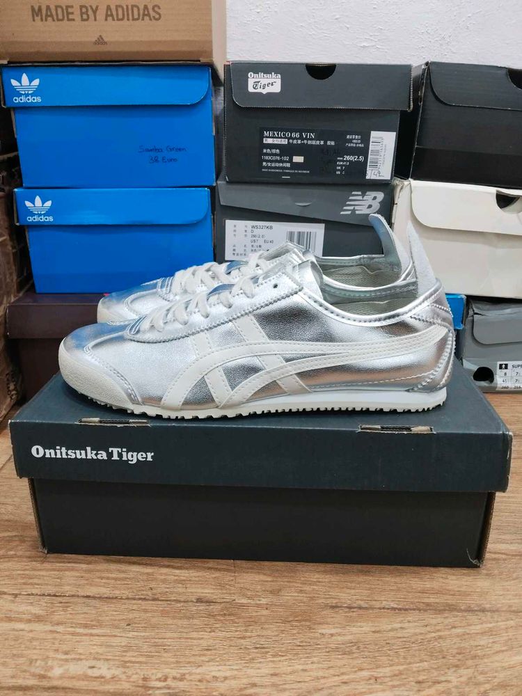Onitsuka Tiger Trainer Silver And White UK 7.5