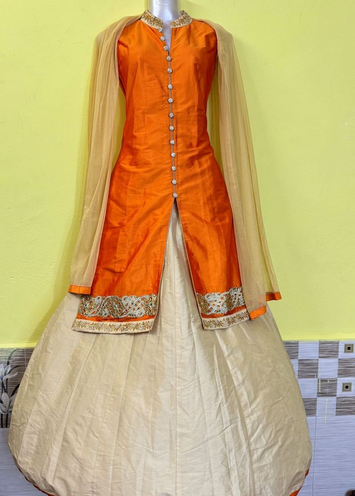 Orange &amp; Beige Kurta Set