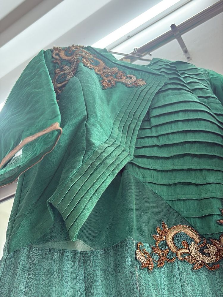 Anarkali  with dupatta Green
