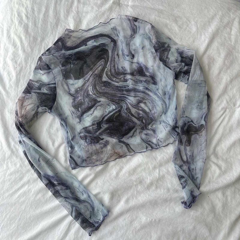 Sheer Marble Print Top