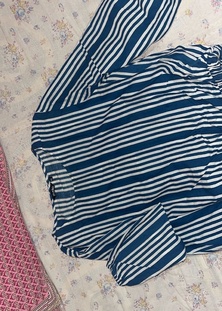 Blue And White Crop Top