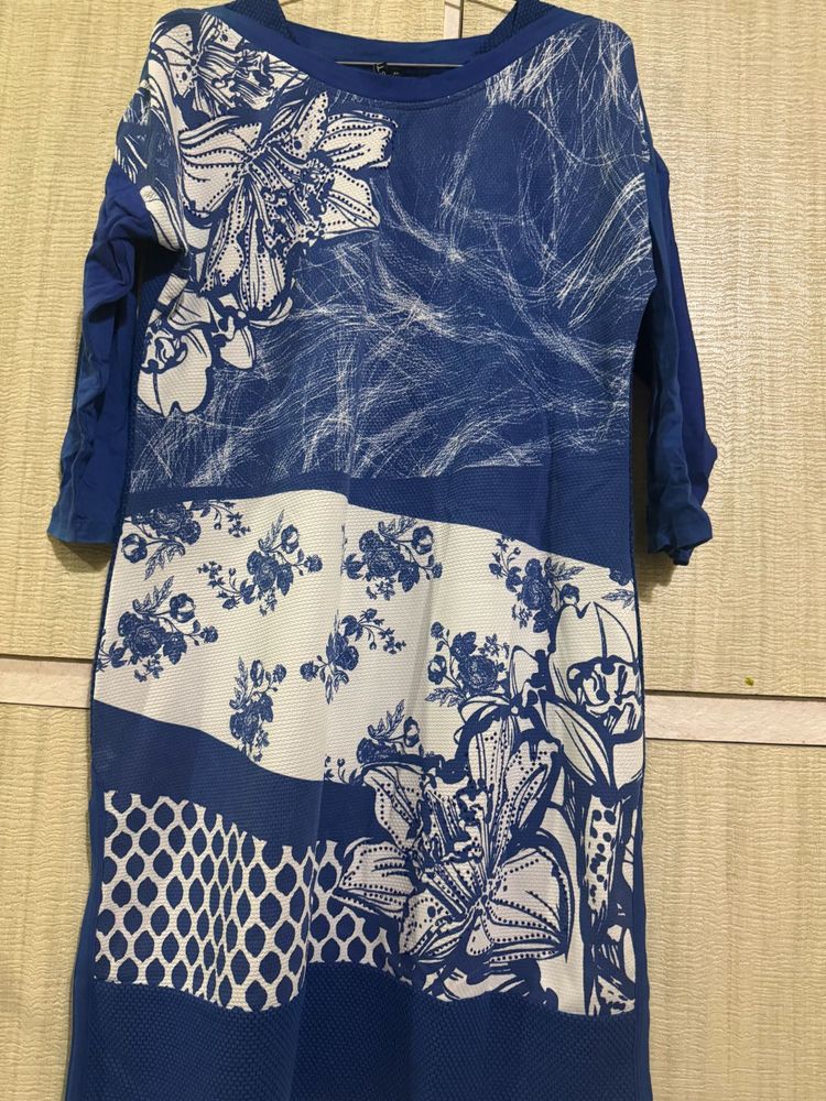 Blue Floral Print Dress