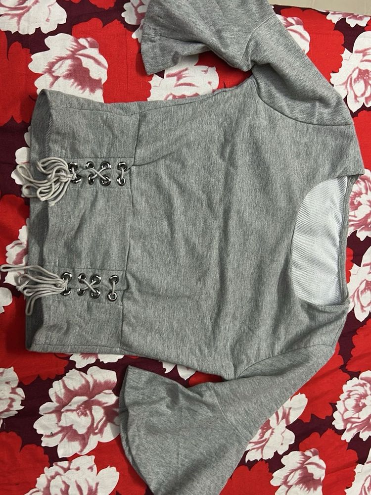Grey Corset Detail Top