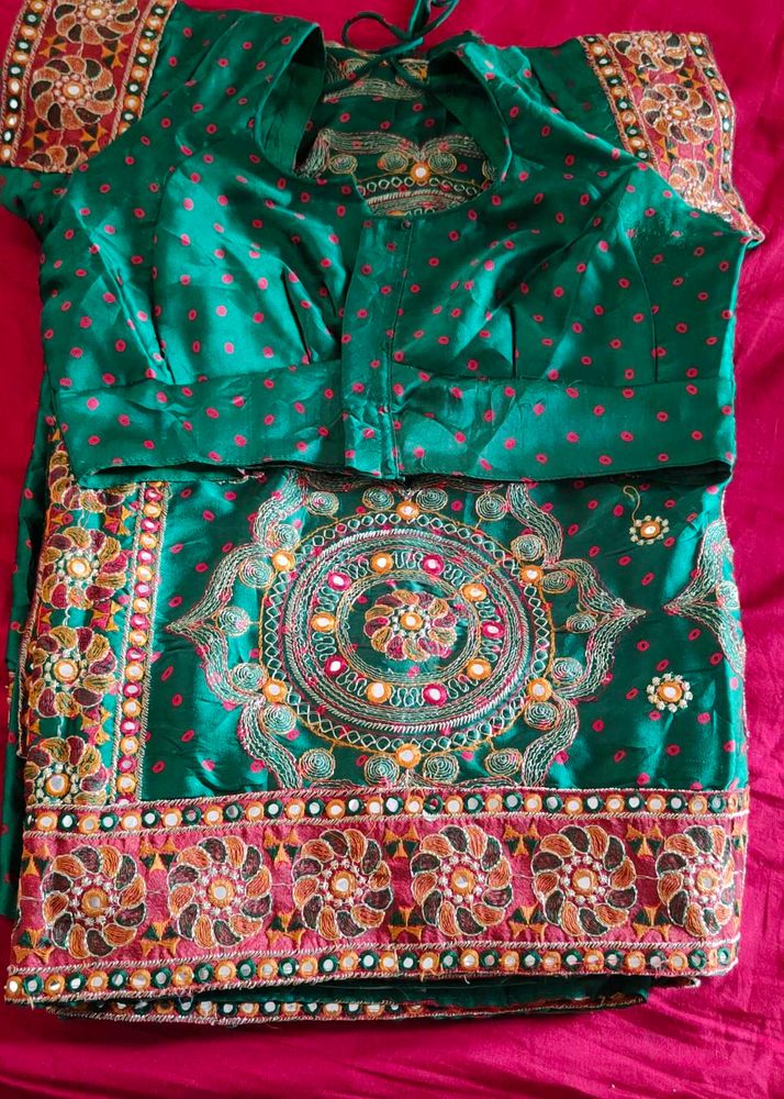 Elegant Green Embroidered Saree