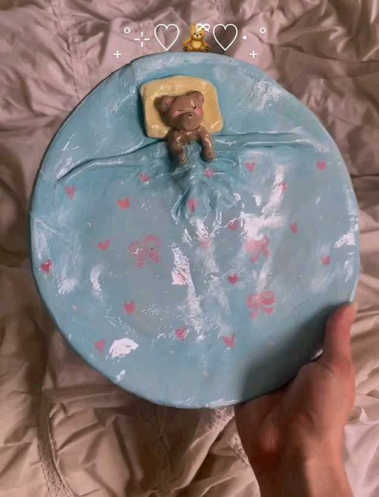 Handmade Cute Teddy Bear Clay Dish ✨💙