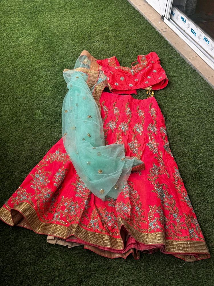 Coral Shade Lehenga Choli For Women