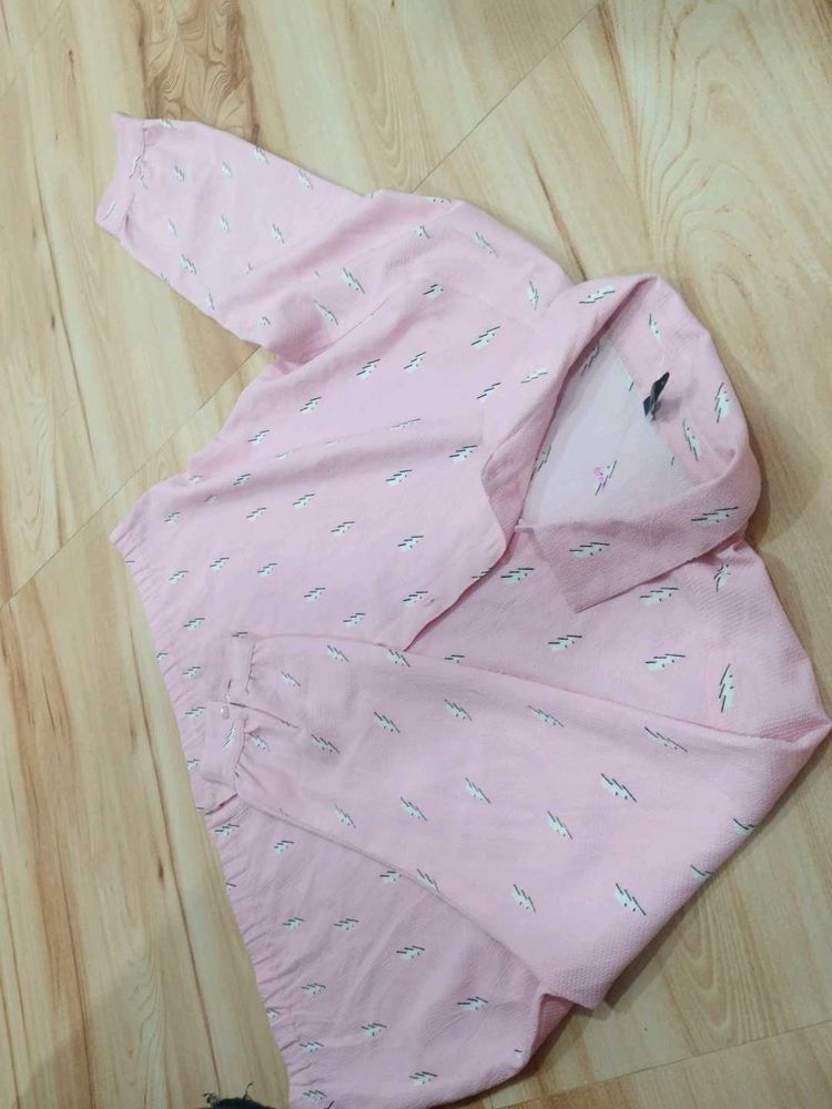 Pink Cropped Shirt