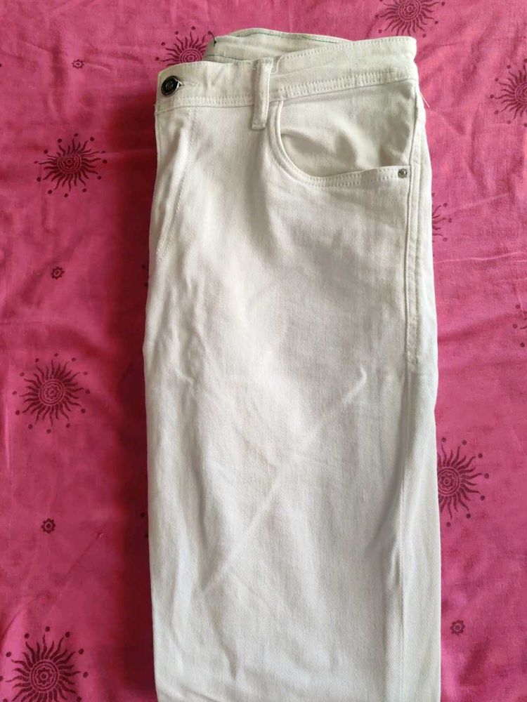 Slim Fit White Denim Jeans
