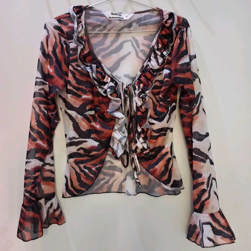 Animal Print Sheer Top