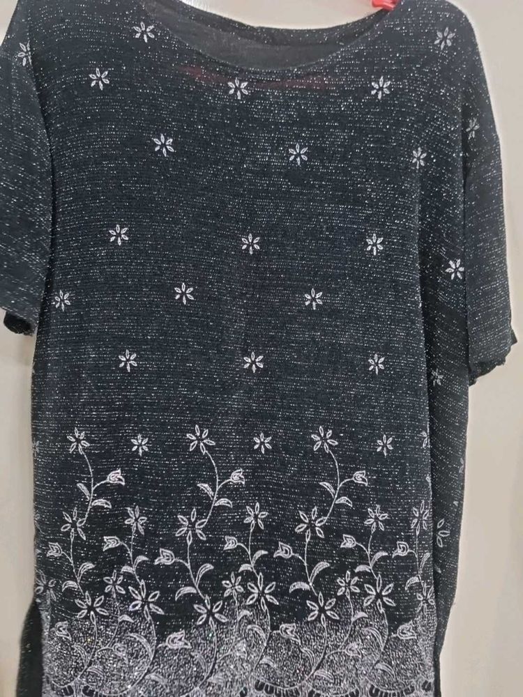 Sparkly Floral Print Top