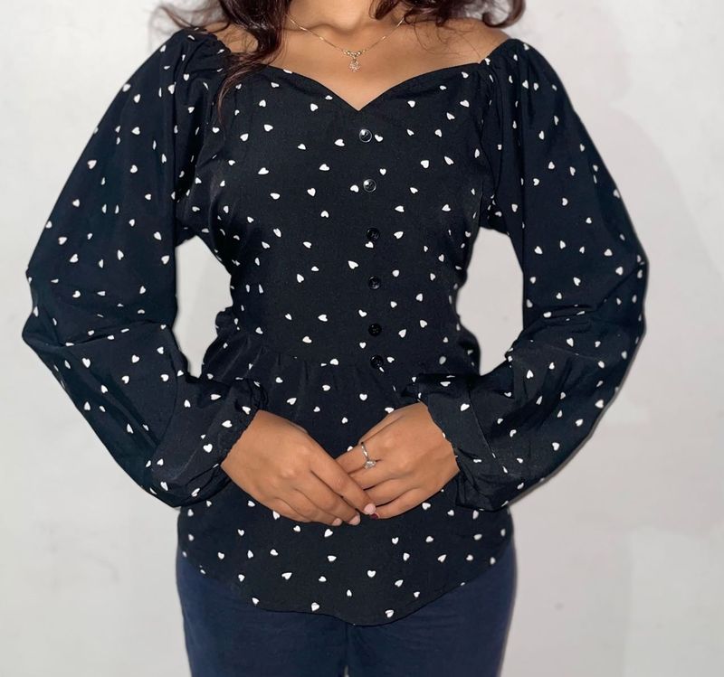 Chic Heart Print Top