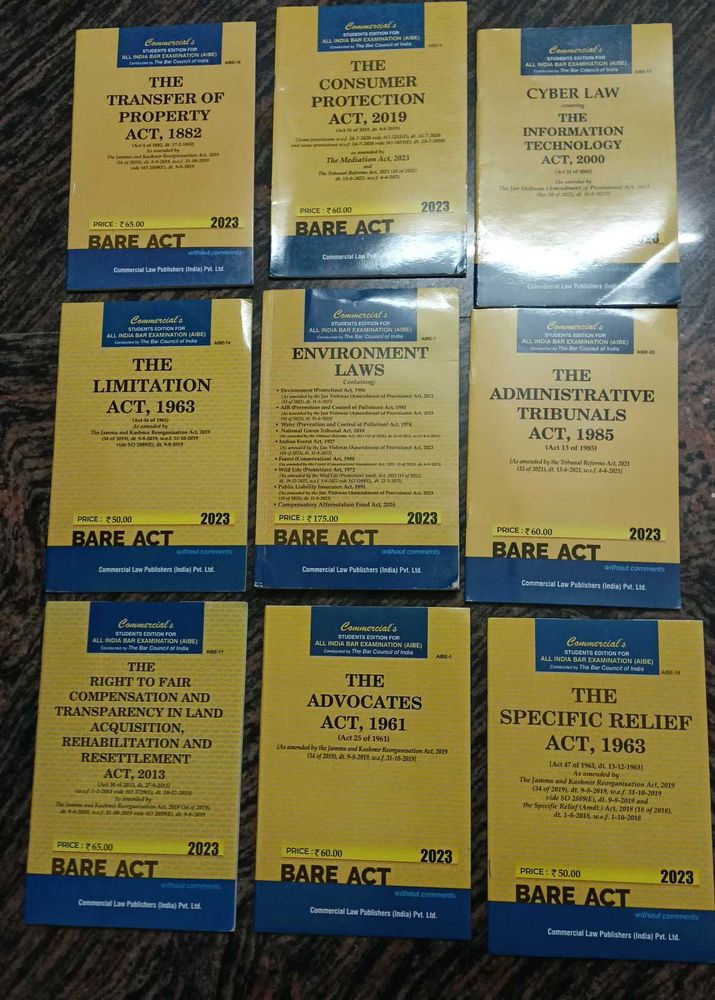 Commercials Law Publishers Set Of 9 Bare Acts.
