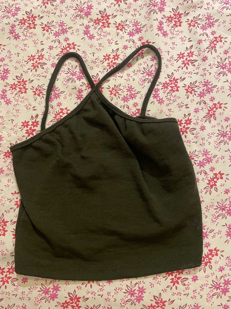 Olive Green Ribbed Tank Top