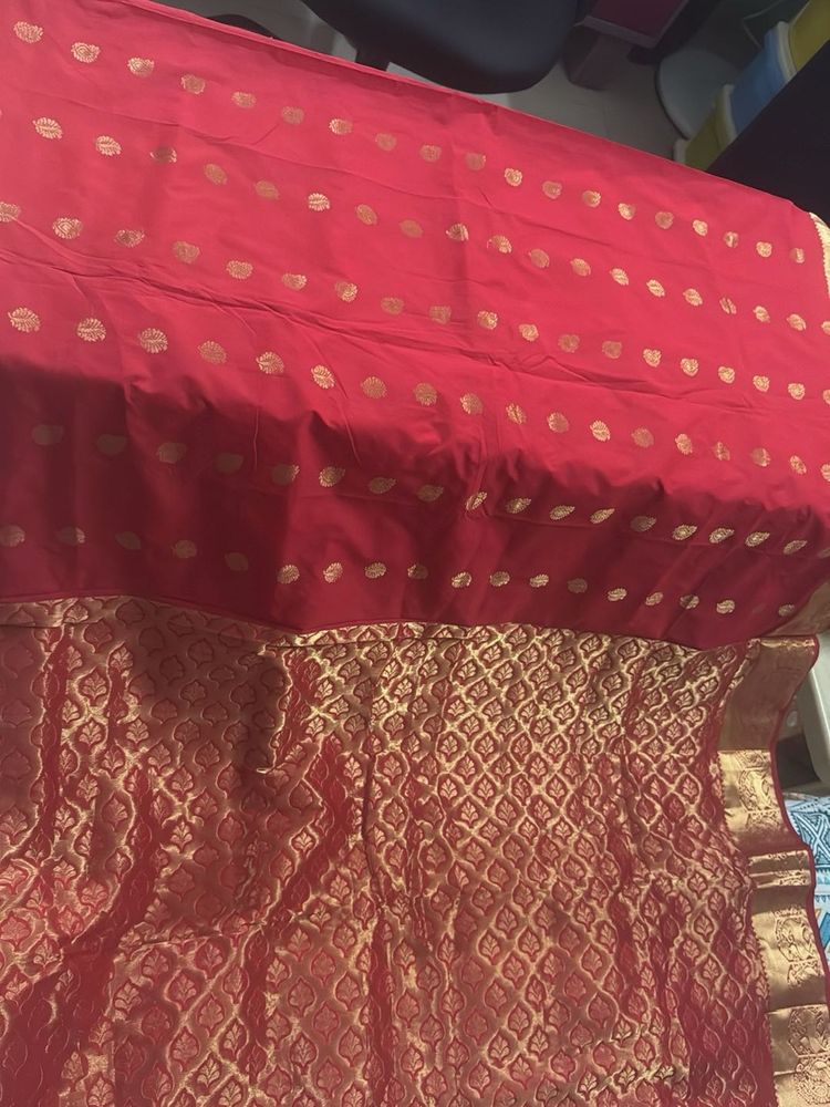 Red &amp; Gold Pure Silk Saree
