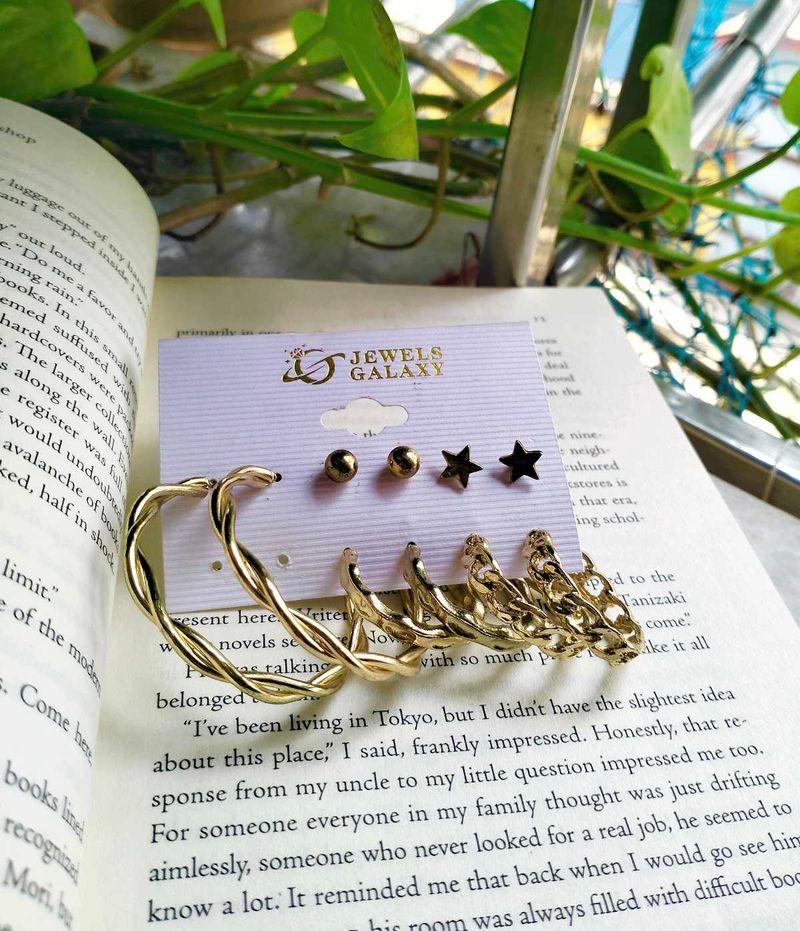 Gold Plated Hoops Earrings Combo