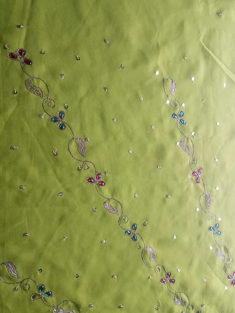 Parrot Green Dupatta For Half Saree