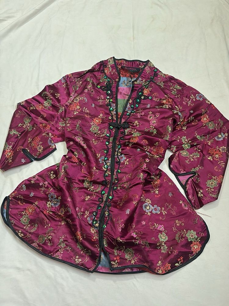 Mandarin satin Kimono dress/top