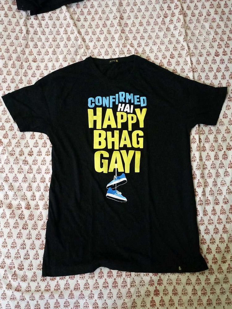 &#34;Happy Bhaag Gayi&#34; Graphic Print Tee
