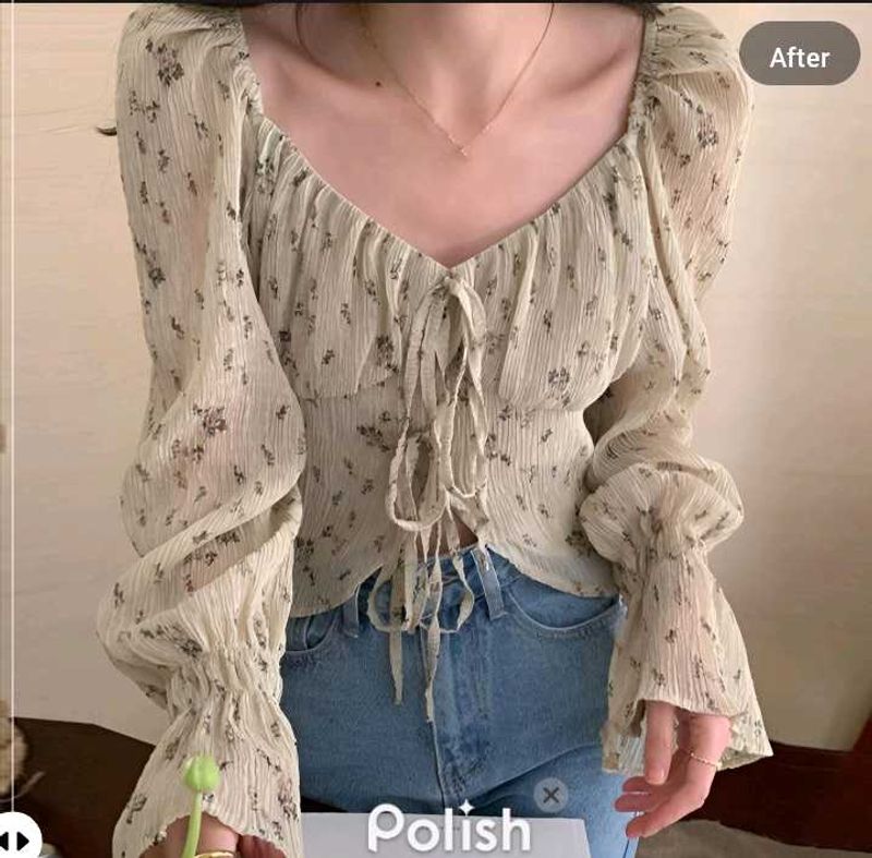 New With Tag Asthetic Korean Ruffled Crop Top