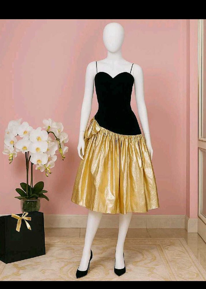 Vintage Black &amp; Gold Party Dress