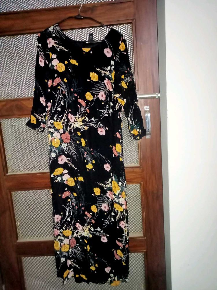 Black Printed Long Dress