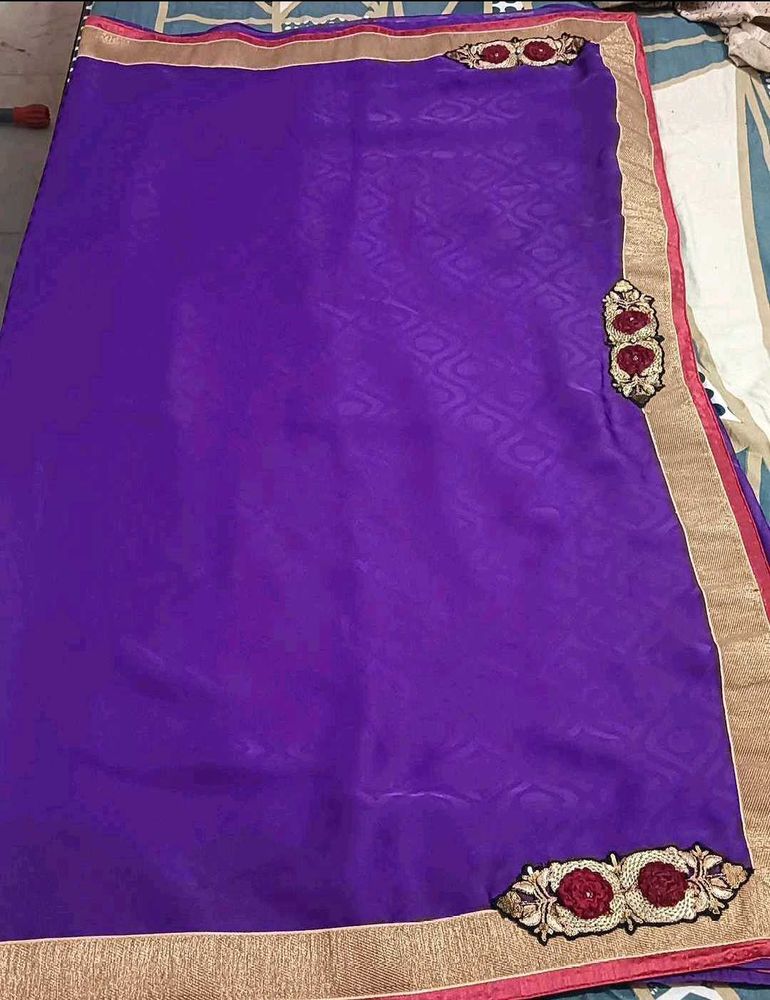 Purple Embroidered Saree