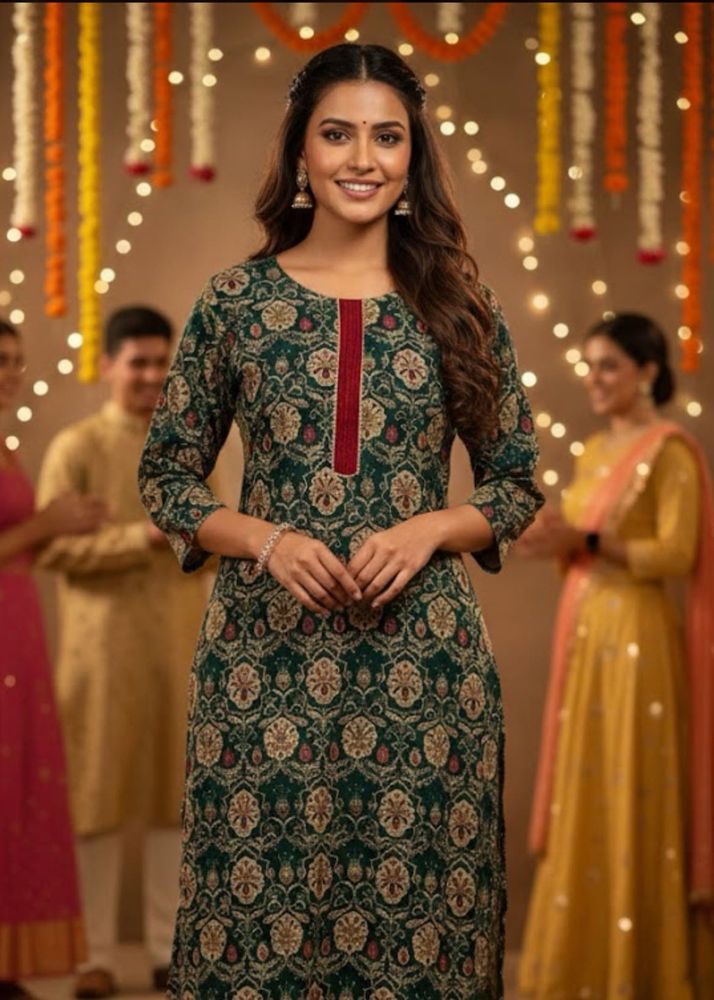 Elegant Green Printed Kurti