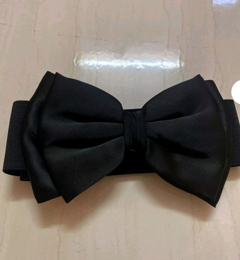 Black Bow Rubber Waist Belt