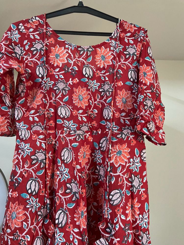Maroon Cotton Dress