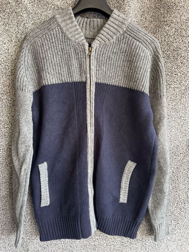 Two-Tone Zip Knit Cardigan