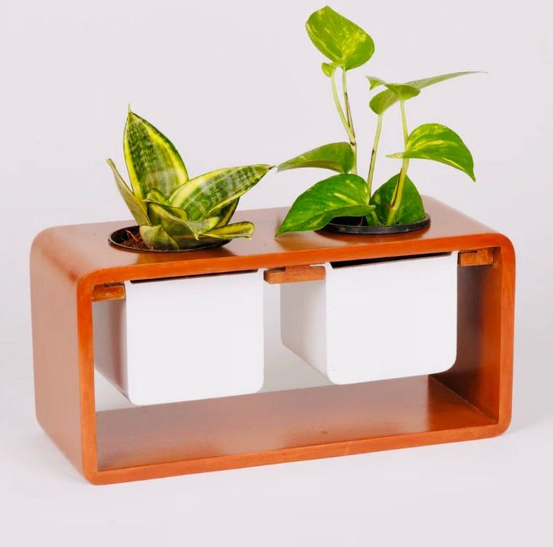 Eco Wooden Planter with Two Pots