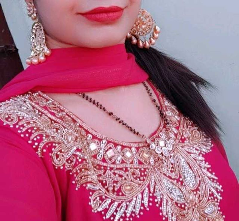 heavy Pink Embroidered anarkali with lehnga