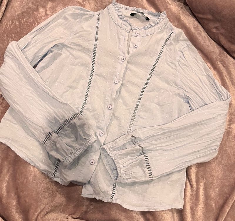 Chic Light Blue Button-Down Top