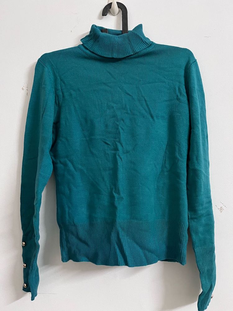 Teal Turtleneck Sweater