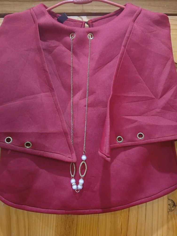 Burgundy Top with Chain Detail