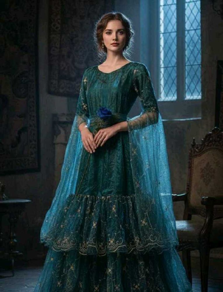 enchanting teal &amp; embroided fantasy gown (✯⁠ᴗ⁠✯✿⁠)