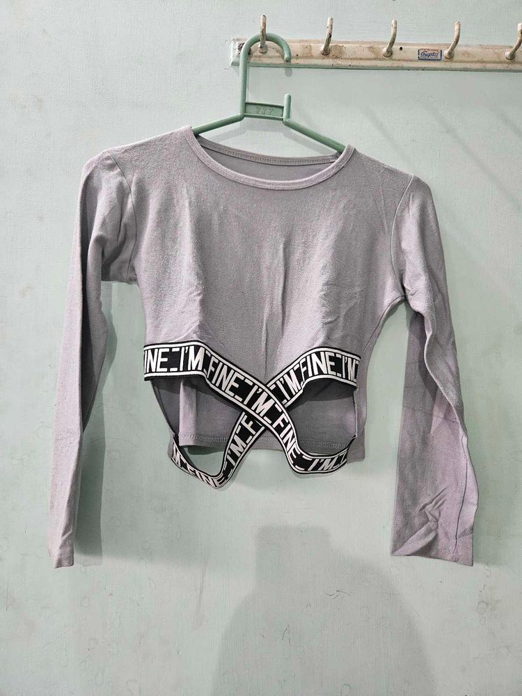 Grey Crop Top